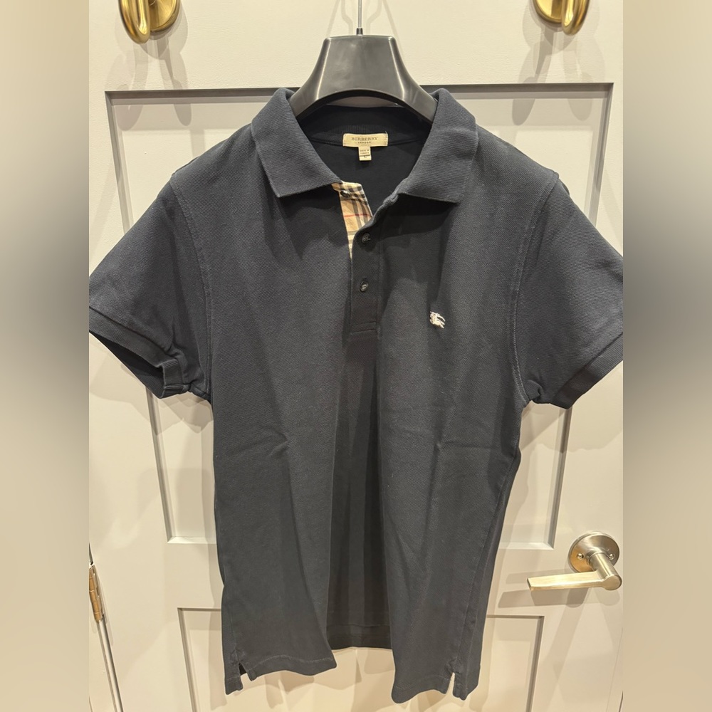 Burberry Polo Shirt (small check) - Black Large